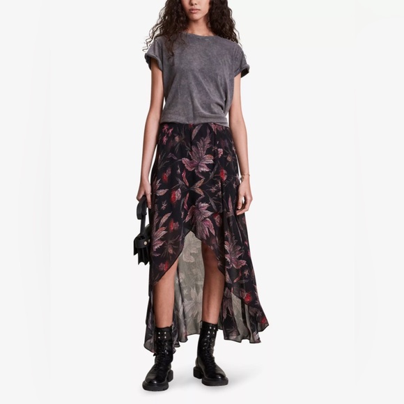 All Saints Slvina Harris Floral Woven Maxi Skirt Size 2